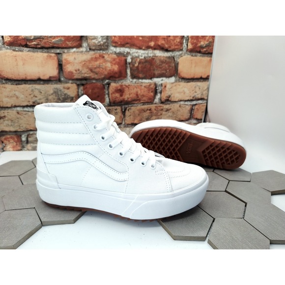 Vans Shoes - VANS Sk8-Hi Stacked Lugged Sneakers White Canvas Women Platform Shoes Sz 7.5
